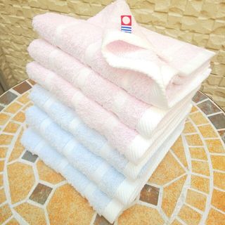 イマバリタオル(今治タオル)のご専用！今治ぼかし織×６＋ロングパイル白×３■今治フェイスタオル(タオル/バス用品)