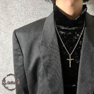 アートヴィンテージ(ART VINTAGE)の【Vintage】クロス モチーフ レトロ ペンダントトップ シルバーカラー(ネックレス)