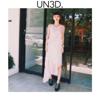 UN3D. - UN3D. レイヤードドレープドレス ベージュ セットアップ