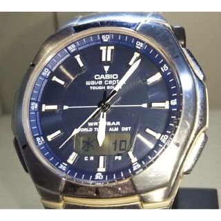 カシオ(CASIO)のCASIO カシオ WVA-620 電波 ソーラー 腕時計 メンズ ブルー(腕時計(アナログ))