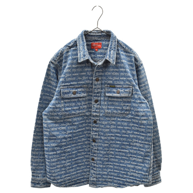 SUPREME シュプリーム 22AW Multi Type Jacquard Denim Shirt マルチジャガードロゴ ロングスリーブシャツ ジャケット インディゴ