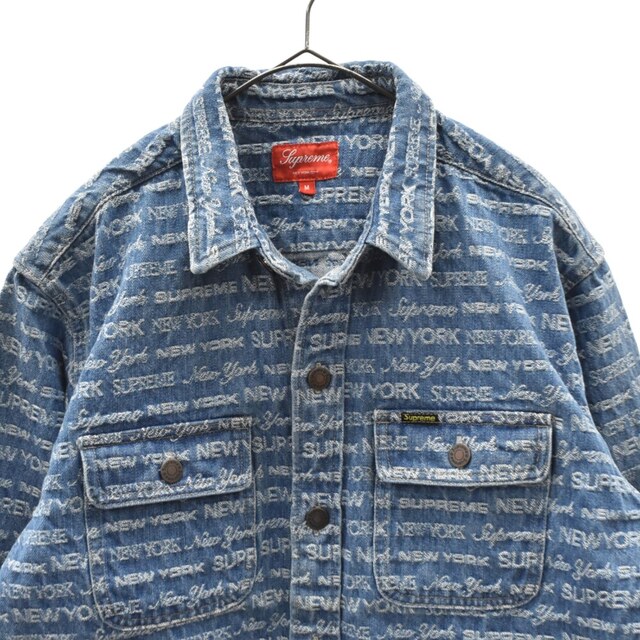 SUPREME シュプリーム 22AW Multi Type Jacquard Denim Shirt マルチジャガードロゴ ロングスリーブシャツ ジャケット インディゴ