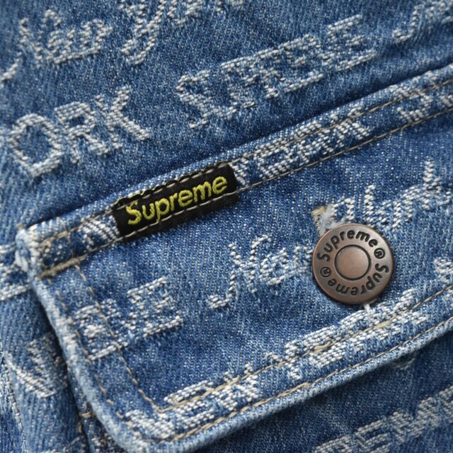 SUPREME シュプリーム 22AW Multi Type Jacquard Denim Shirt マルチジャガードロゴ ロングスリーブシャツ ジャケット インディゴ 4