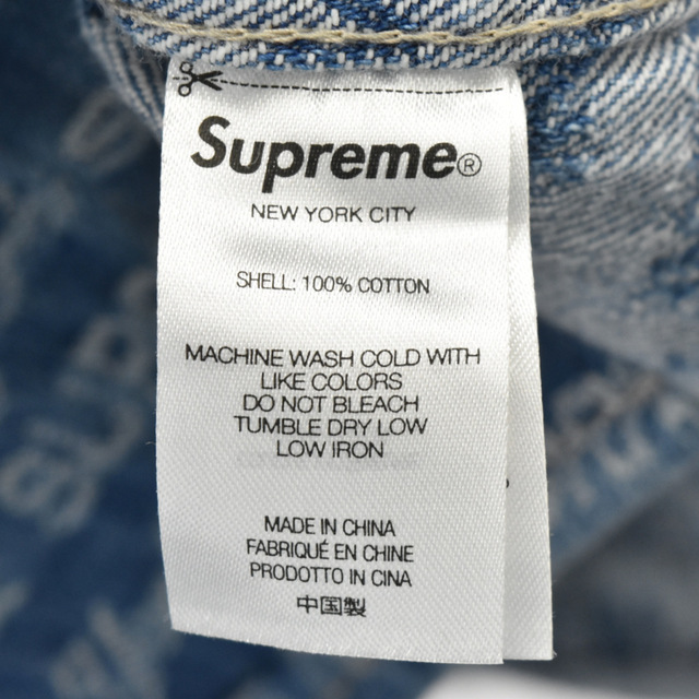 SUPREME シュプリーム 22AW Multi Type Jacquard Denim Shirt マルチジャガードロゴ ロングスリーブシャツ ジャケット インディゴ 7