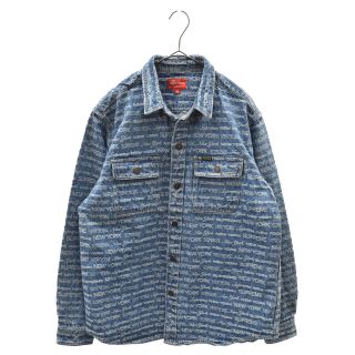 シュプリーム(Supreme)のSUPREME シュプリーム 22AW Multi Type Jacquard Denim Shirt マルチジャガードロゴ ロングスリーブシャツ ジャケット インディゴ(シャツ)