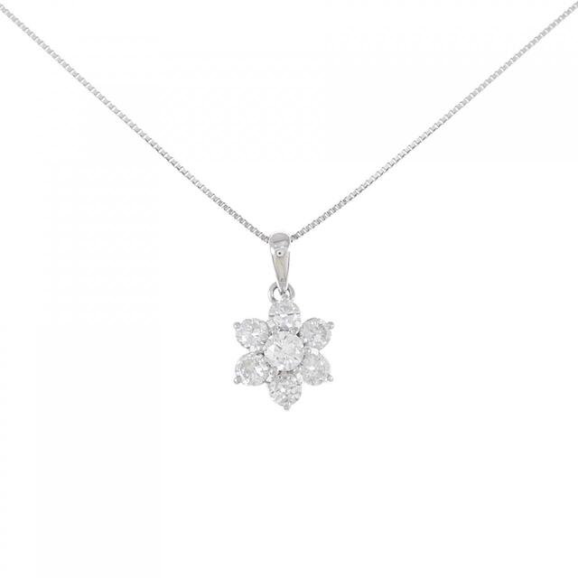 正規販売店】 PT フラワー ダイヤモンド ネックレス 1.00CT ネックレス
