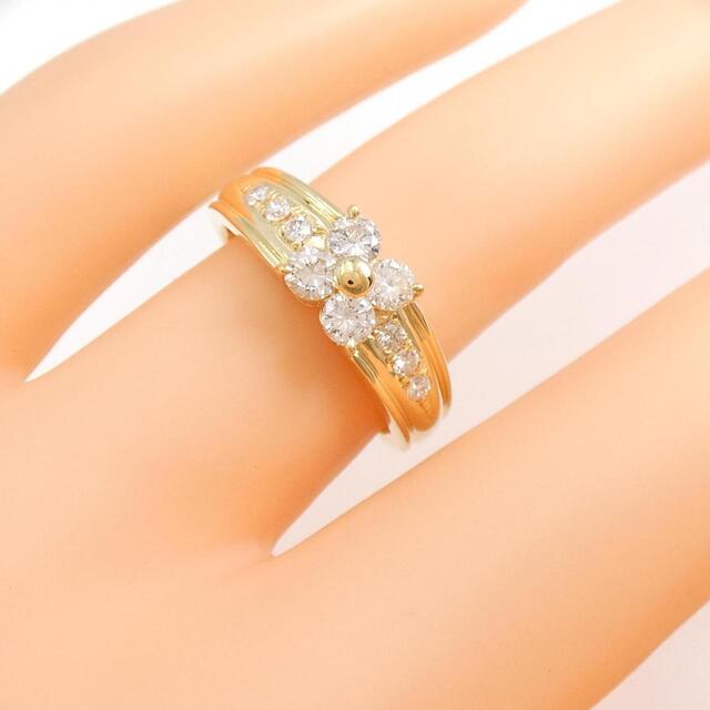 K18YG フラワー ダイヤモンド リング 0.50CT