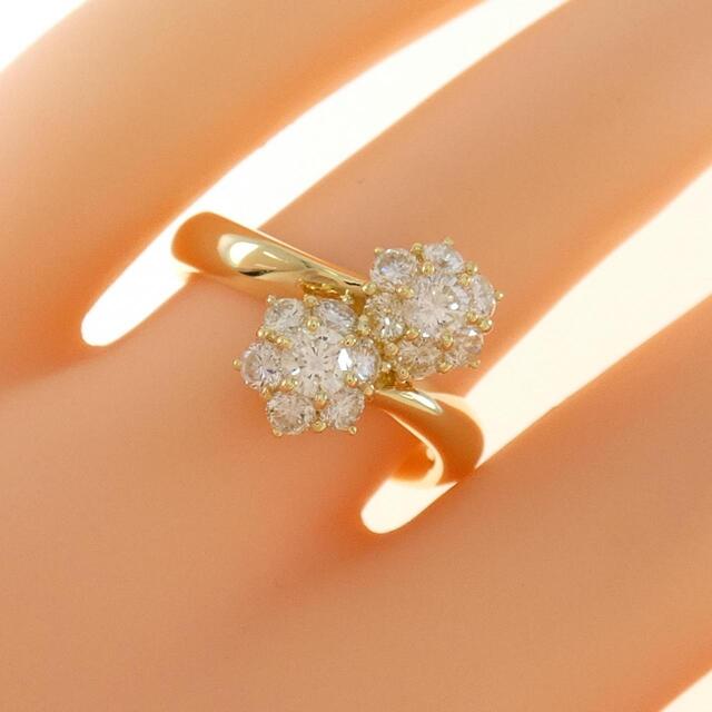 K18YG フラワー ダイヤモンド リング 0.61CT