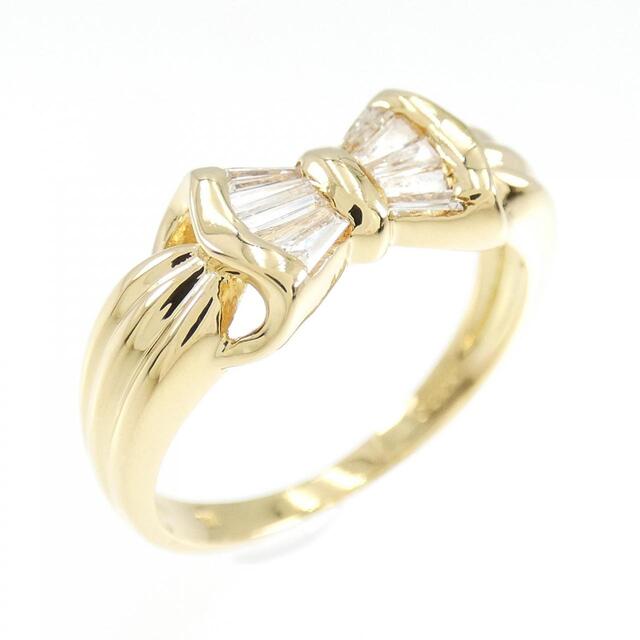 K18YG リボン ダイヤモンド リング 0.20CT