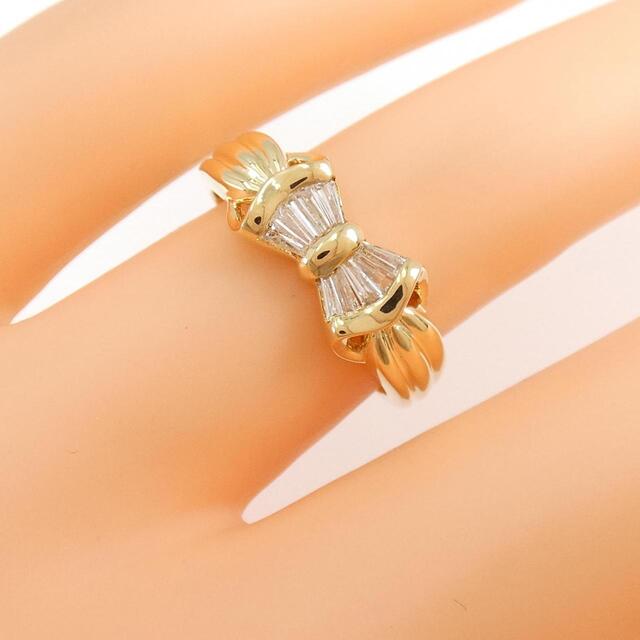 K18YG リボン ダイヤモンド リング 0.20CT