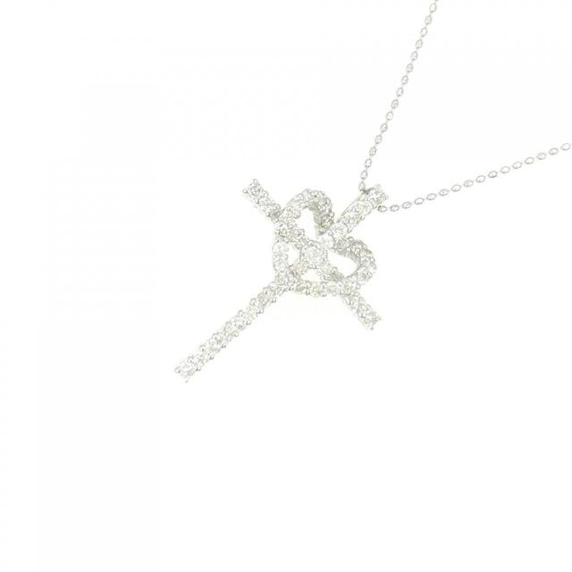 K18WG 2WAY クロス×ハート ダイヤモンド ネックレス 0.30CT - ネックレス