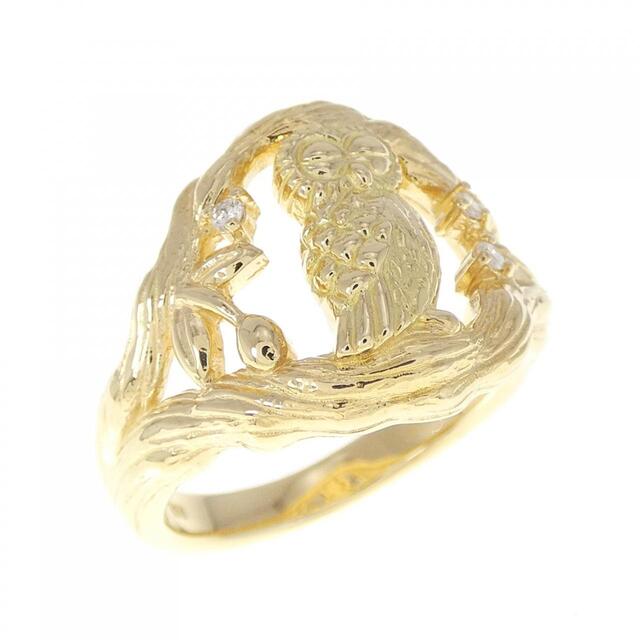 K18YG フクロウ ダイヤモンド リング 0.03CT-