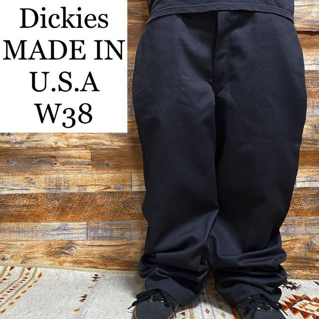 Dickies - USA製ディッキーズw38ワークパンツ黒ブラック古着極太