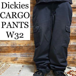 ディッキーズ(Dickies)のディッキーズカーゴパンツワークパンツw32黒ブラック古着極太オーバーサイズ古着(ワークパンツ/カーゴパンツ)