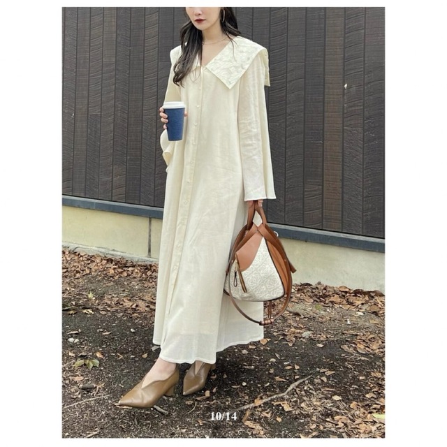 新品タグ付♡Acka♡jacquard big collor one-pieceの通販 by N's 新品タグ付♡Acka♡jacquard big collor one-pieceの通販 by N's