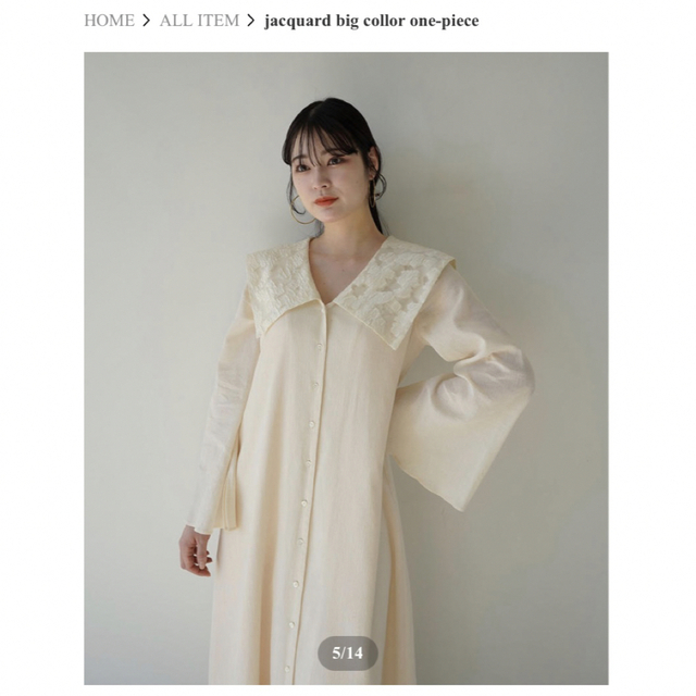 新品タグ付♡Acka♡jacquard big collor one-pieceの通販 by N's 新品タグ付♡Acka♡jacquard big collor one-pieceの通販 by N's