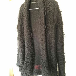 kmriiケムリ モヘア編み加工ロングニットカーディガンメンズ-