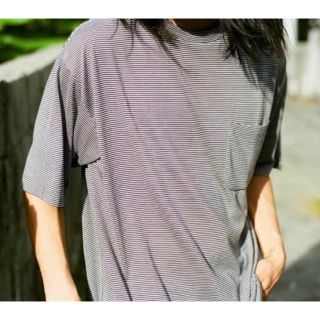 コモリ(COMOLI)のCOMOLI 21ss ウール天竺半袖クルー ボーダー サイズ3(Tシャツ/カットソー(半袖/袖なし))