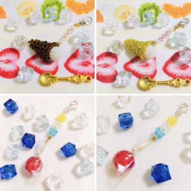夏用チャーム アイス りんご飴 マスクチャーム ビーズ ハンドメイド | フリマアプリ ラクマ