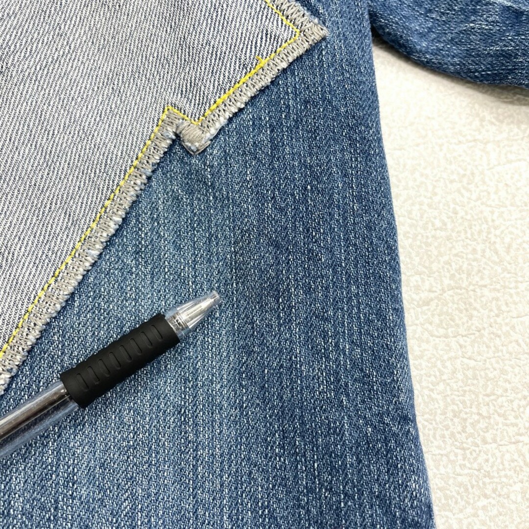 US古着 VOKAL デニム ショートパンツ ロゴ パッチ 刺繍 ひざ下 Y2K