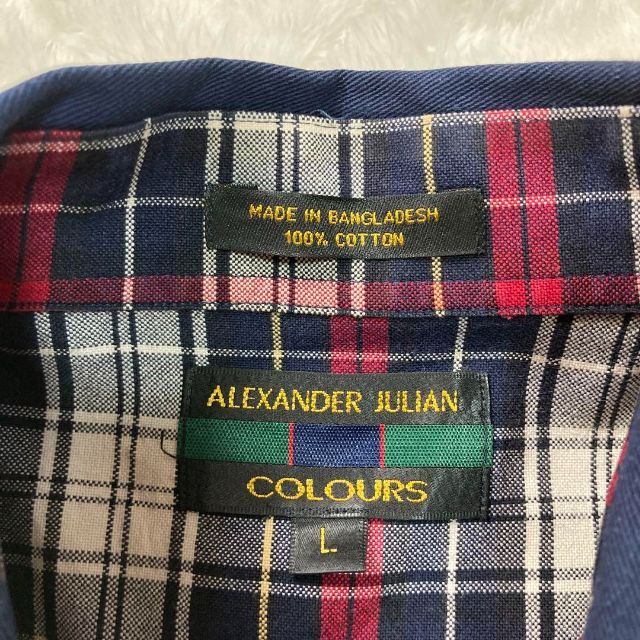 ALEXANDER JULIAN(アレキサンダージュリアン)のアレキサンダージュリアン 刺繍ロゴ 単色 コットン ボタンダウンシャツ 長袖 メンズのトップス(シャツ)の商品写真