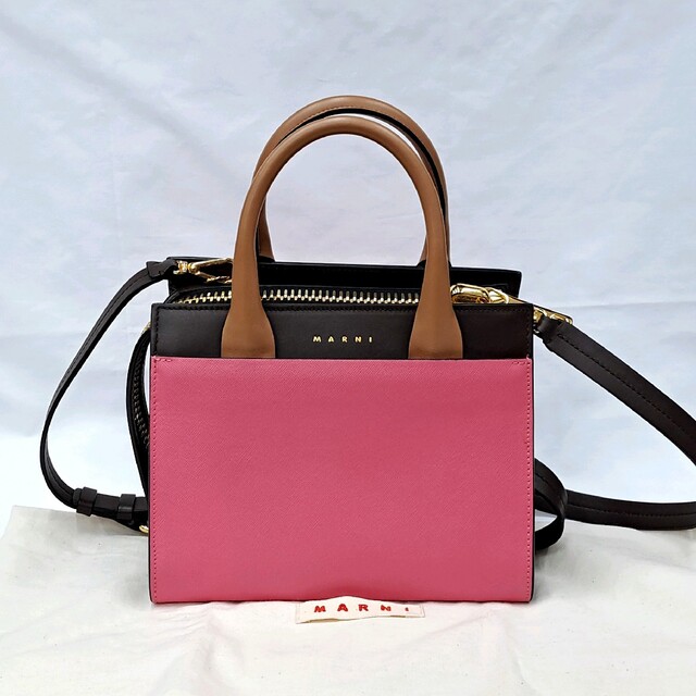 特上美品 MARNI マルニ 2WAY トートバッグ ショルダーバッグ ロゴ