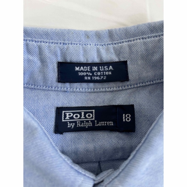 POLO RALPH LAUREN(ポロラルフローレン)のUSA製　ラルフローレン ボタンダウンシャツ 長袖シャツ ブルー 18 古着 メンズのトップス(シャツ)の商品写真