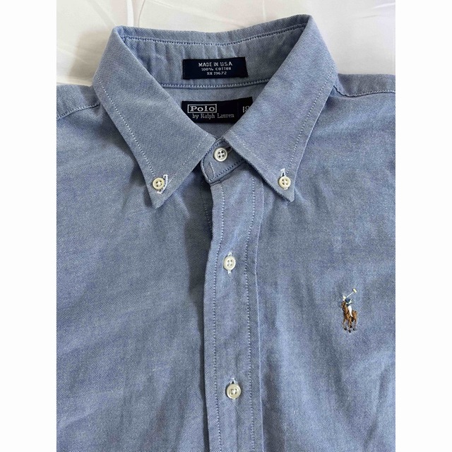 POLO RALPH LAUREN(ポロラルフローレン)のUSA製　ラルフローレン ボタンダウンシャツ 長袖シャツ ブルー 18 古着 メンズのトップス(シャツ)の商品写真