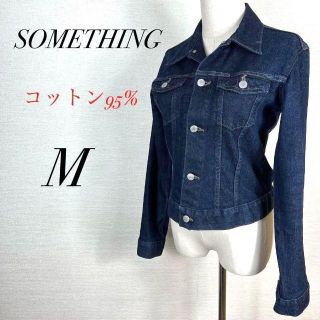 サムシング(SOMETHING)のデニムジャケット　ショート丈　コットン混　長袖　ブルー　春服　羽織り　ベーシック(Gジャン/デニムジャケット)