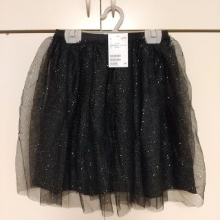 エイチアンドエム(H&M)のH&M　ラメ入り　チュールスカート　ブラック　140(スカート)