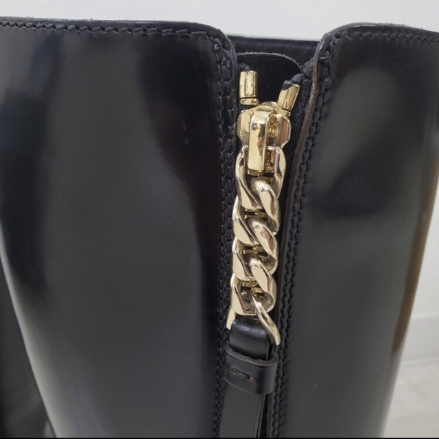 JIMMY CHOO - ジミーチュウ チェーン ジップ ロング ブーツ レザー
