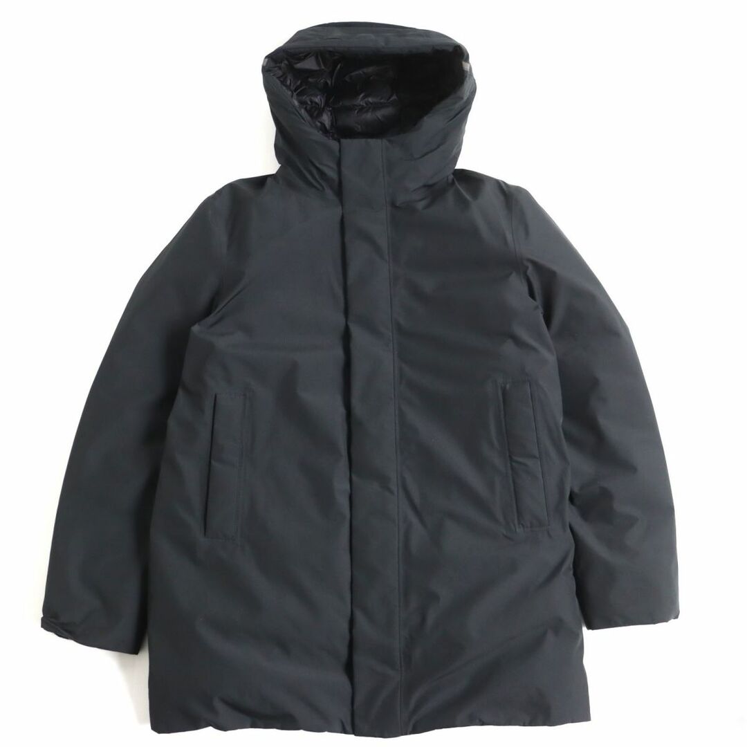 美品◆WOOLRICH  ウールリッチ WOOU0253 GORE-TEX ダブルジップ 比翼仕立て フーデッド 中綿コート/アウター ブラック L メンズ 正規品約59cm着丈