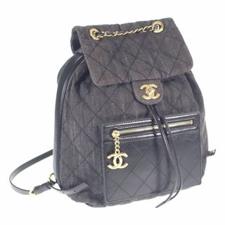 【中古】【ABランク】CHANEL シャネル デニム バックパック リュック A93563 ブラック ゴールド金具【ISEYA】(リュック/バックパック)