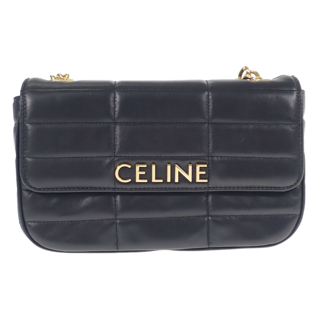 【Aランク】CELINE セリーヌ チェーン ショルダーバッグ マトラッセモノクローム 111273EPZ.38NO ゴートスキン ブラック ゴールド金具【ISEYA】