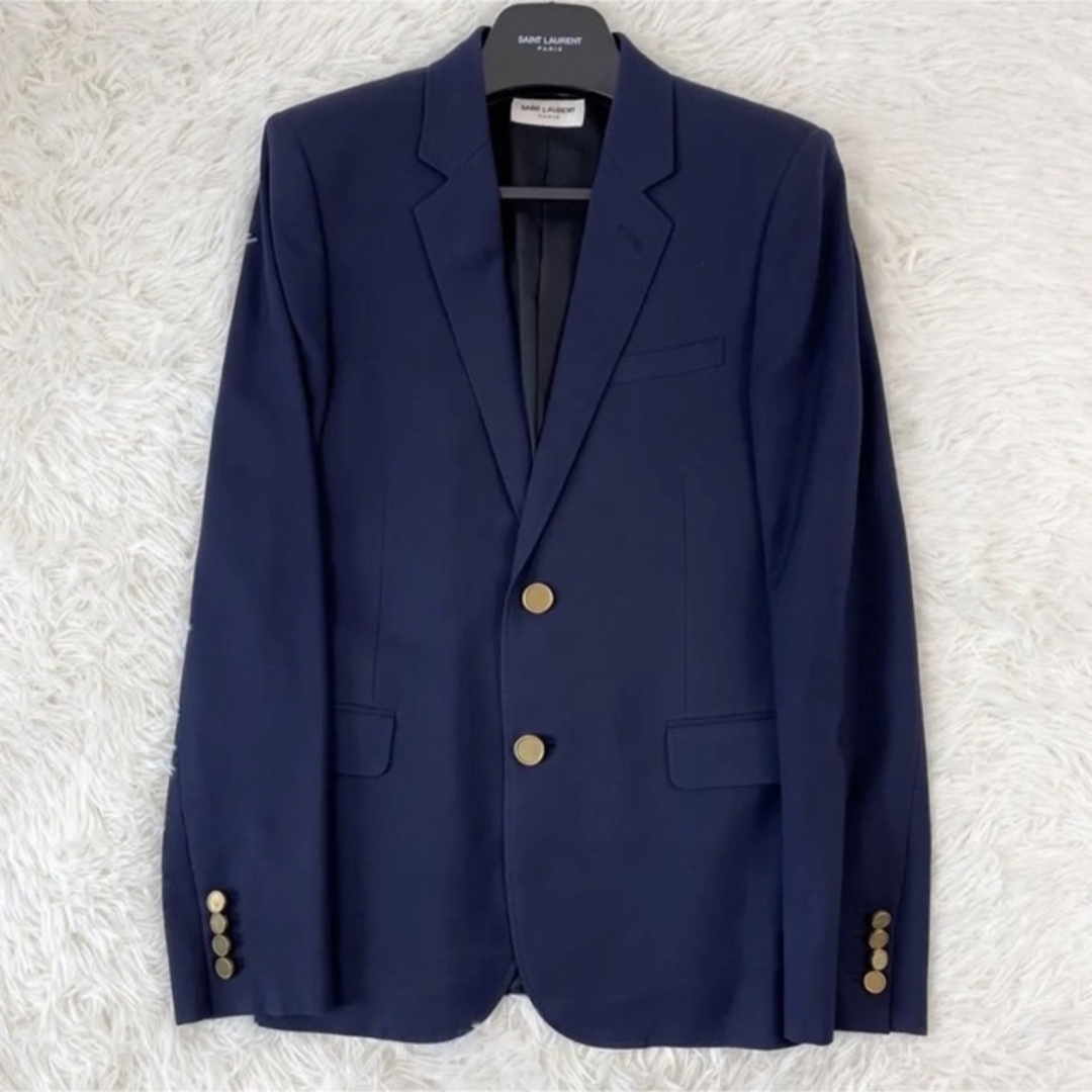 【保証書付】 Saint サンローランパリ　金ボタン紺ブレザースーツジャケット - Laurent テーラードジャケット