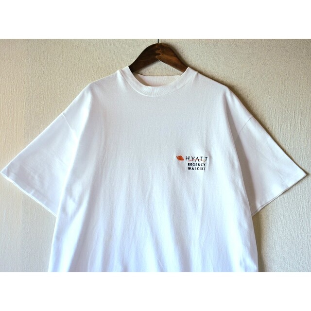 ★90's USA製 ヘインズ ビーフィー アート 絵画 刺繍 白 Tシャツ