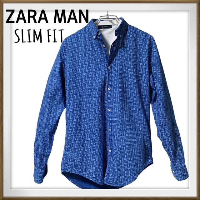 ZARA(ザラ)のZARA MAN  SLIM FIT 星ドット　ボタンダウン　長袖　シャツ　Ｍ メンズのトップス(シャツ)の商品写真