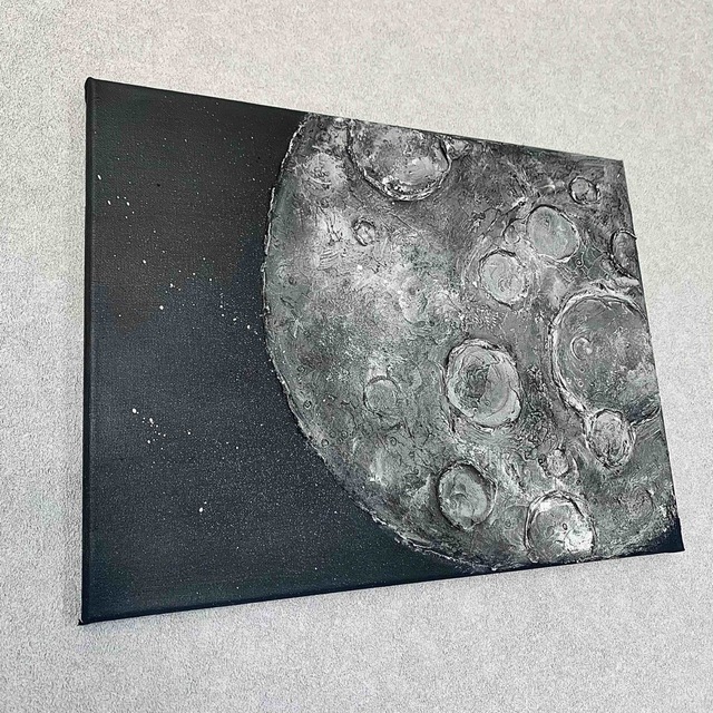 現代アート 40×30㎝ 月 夜空 モダン アートパネル インテリア 抽象画の