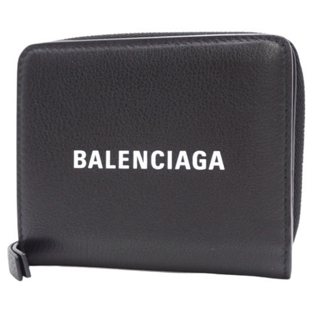 バレンシアガコンパクト財布 二つ折り財布  カーフスキン ブラック黒 40802046510