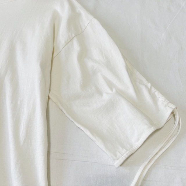 【ボートネック 七分袖 tシャツ LL オフホワイト】大きいサイズ ゆったり レディースのトップス(カットソー(長袖/七分))の商品写真