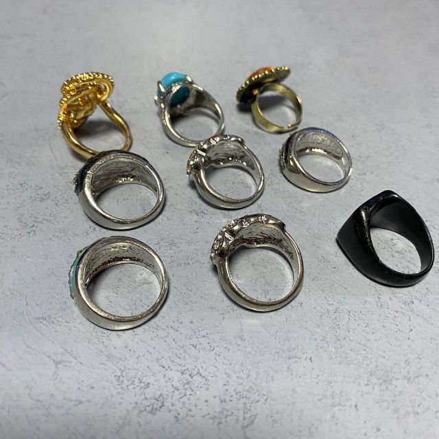 GPG 19号 ビンテージ シルバー　金 ストーン　花　キラキラ 指輪　リング メンズのアクセサリー(リング(指輪))の商品写真