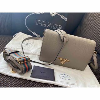 未使用 PRADA 2ストラップショルダーバッグ グレージュ