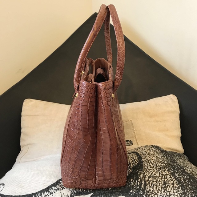 良品☆ 綺麗 リアル クロコダイル マット ハンドバッグ トートバッグ