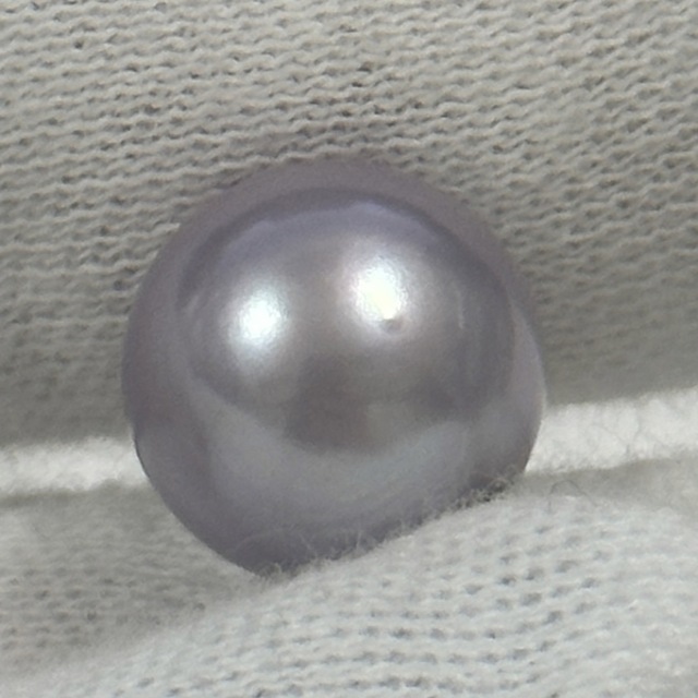 K18高級淡水パールピアス　ナチュラルパープル　天然色　本真珠　大玉