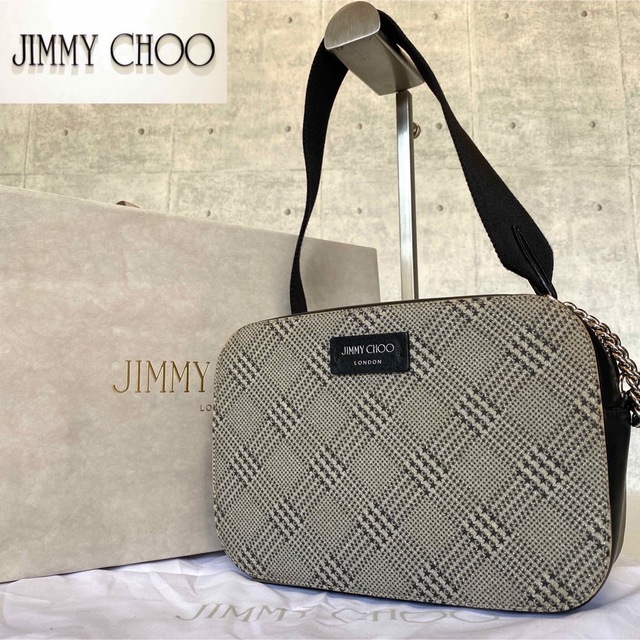 美品】JIMMY CHOO MALLEY シルバーチェーン クロスボディバッグ-