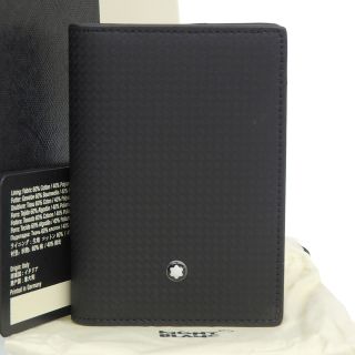 【本物保証】 箱・保・布袋付 新品同様 モンブラン MONTBLANC 格子柄 名刺入れ カードケース レザー 黒 ブラック