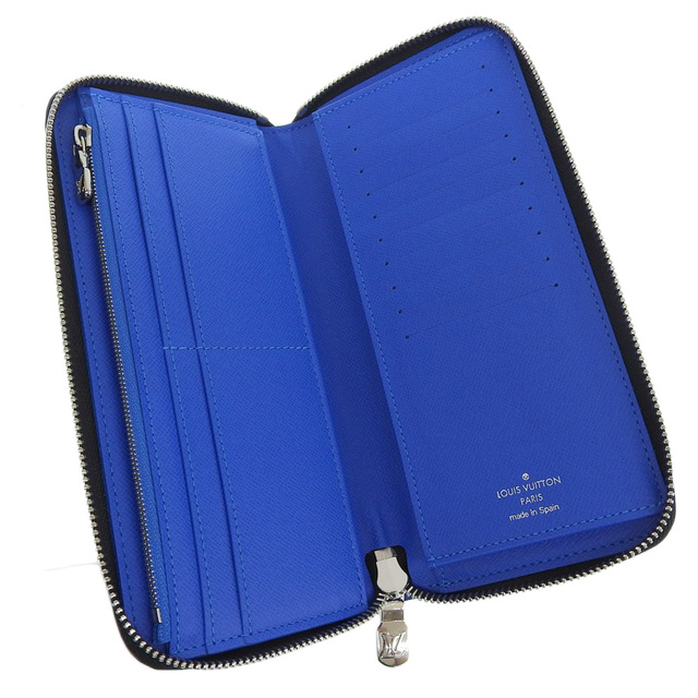 【本物保証】 箱付 新品同様 ルイヴィトン LOUIS VUITTON タイガ ジッピーウォレット ヴェルティカル 長財布 ブルーライン 青線 M30070