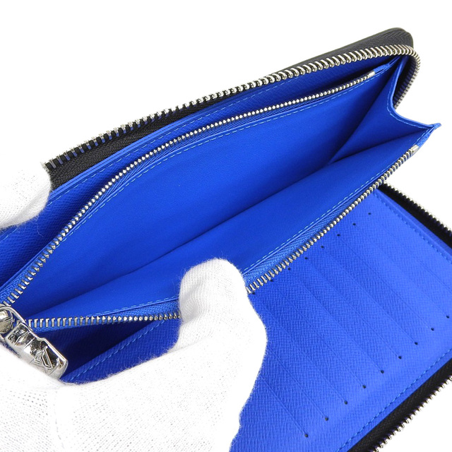 【本物保証】 箱付 新品同様 ルイヴィトン LOUIS VUITTON タイガ ジッピーウォレット ヴェルティカル 長財布 ブルーライン 青線 M30070