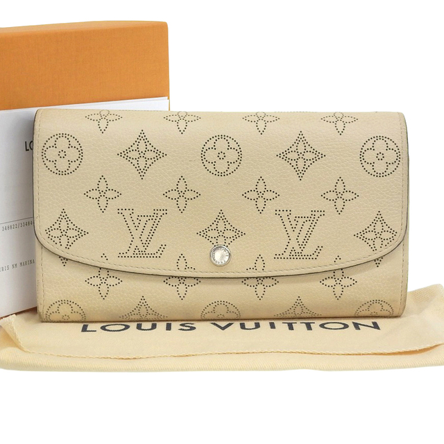 【本物保証】 箱・布袋・保付 ルイヴィトン LOUIS VUITTON モノグラム マヒナ ポルトフォイユ イリス ホック付長財布 イヴォワール M60177