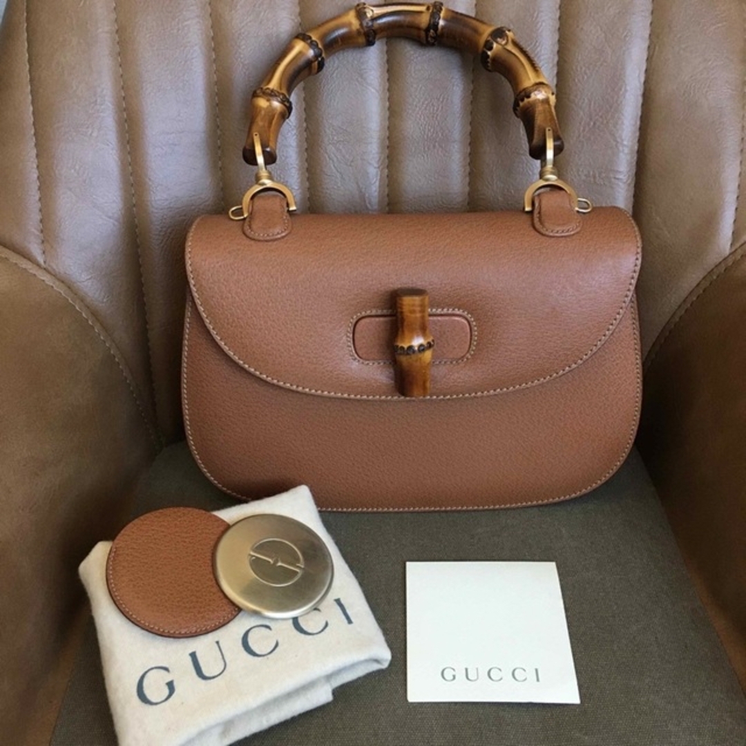 Gucci - 美品 オールド グッチ バンブー ターンロック ハンド バックの